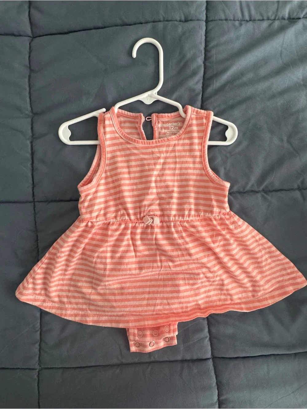 Carter's Coral and White Striped Baby One-Piece Dress